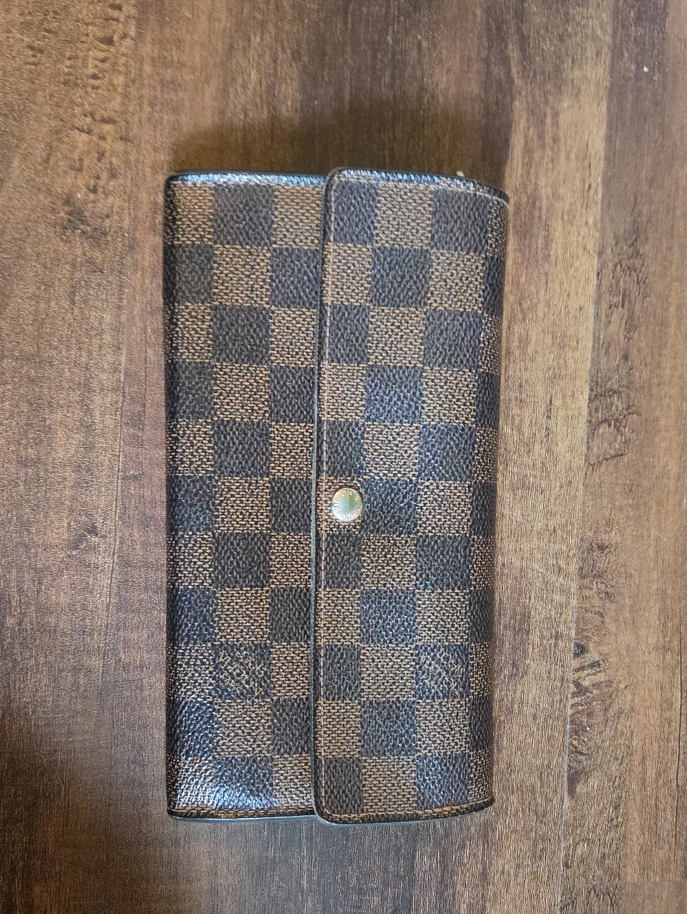 Louis Vuitton Brown Damier Ebene Long Wallet with Snap